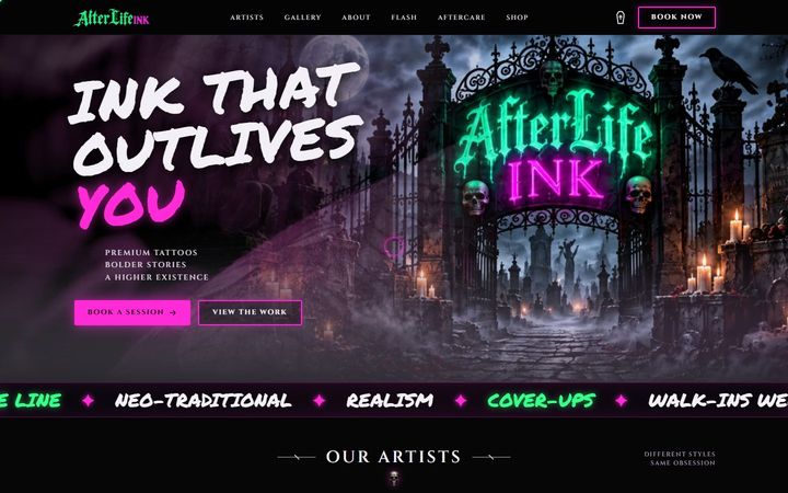 AfterLife Ink website