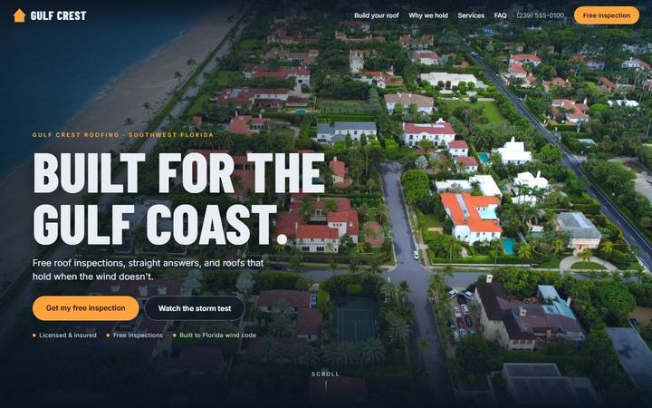 Gulf Crest Roofing website