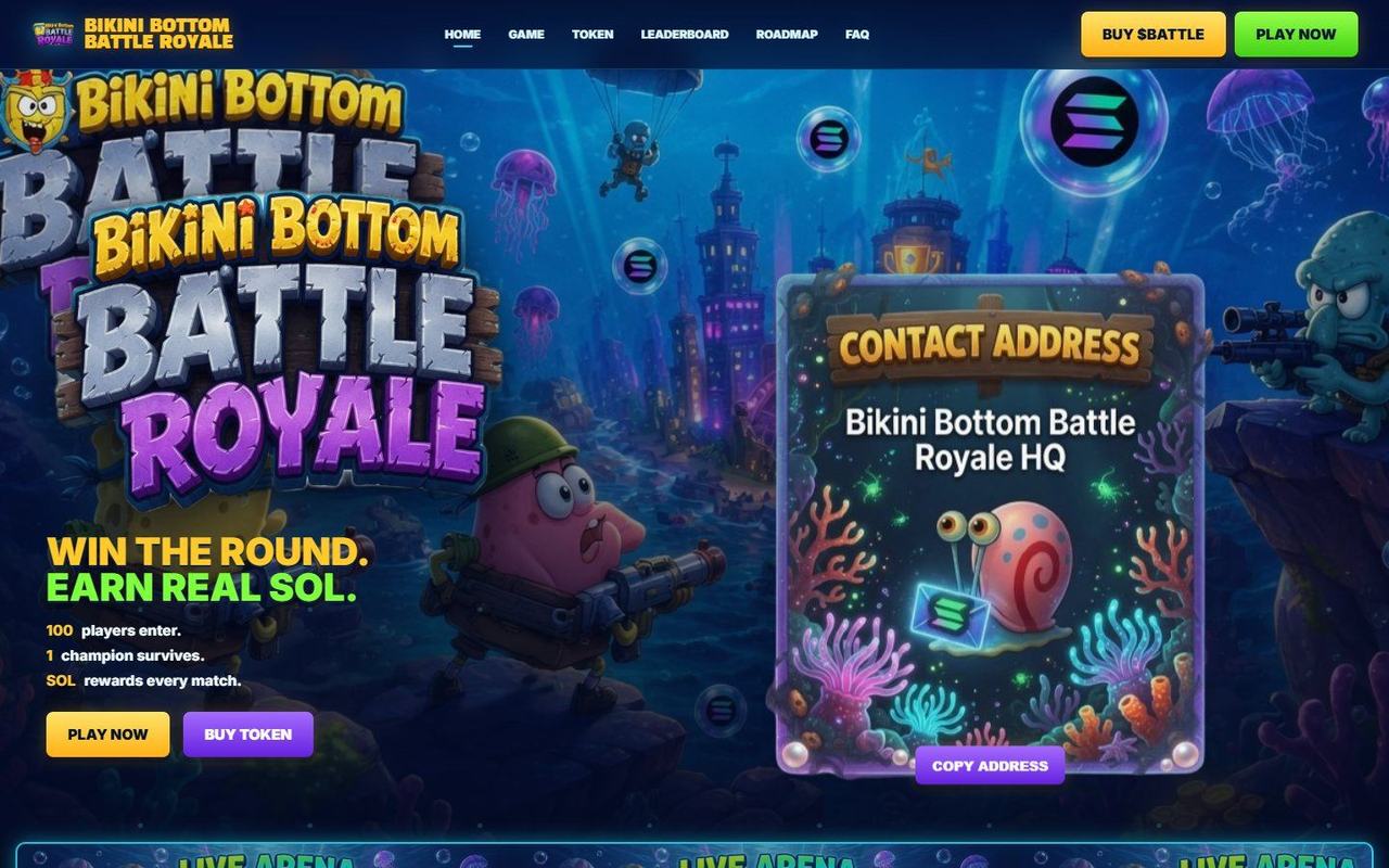 Bikini Bottom Battle website, desktop view 1