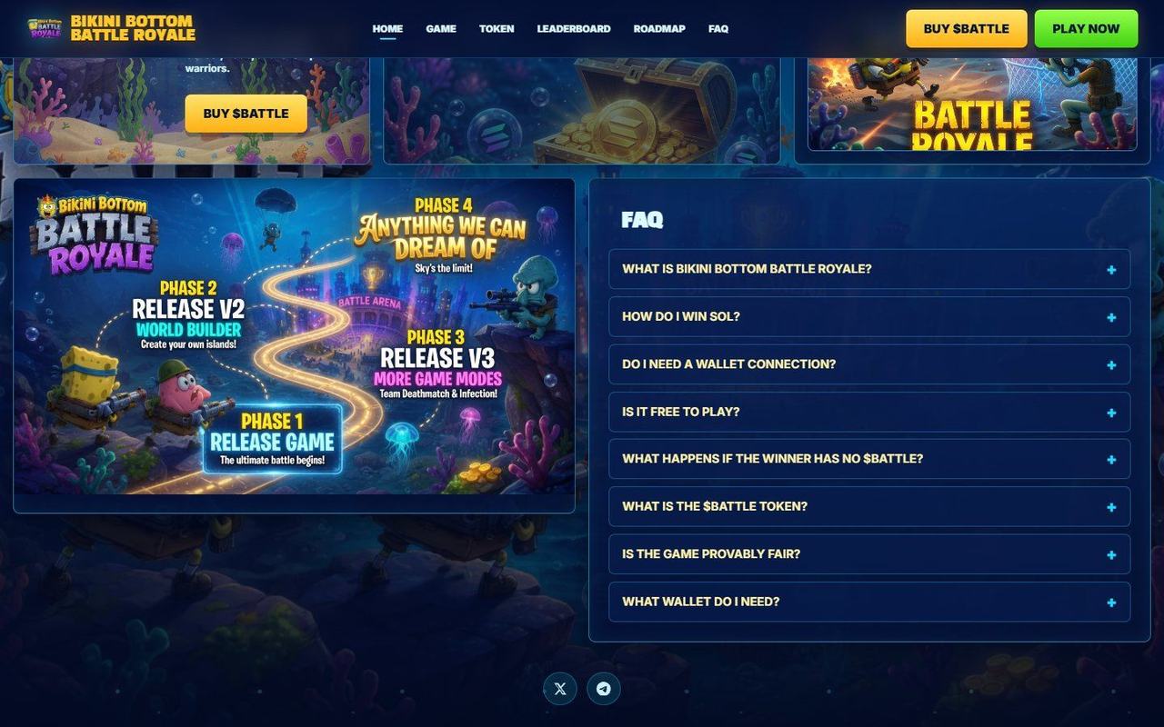 Bikini Bottom Battle website, desktop view 4