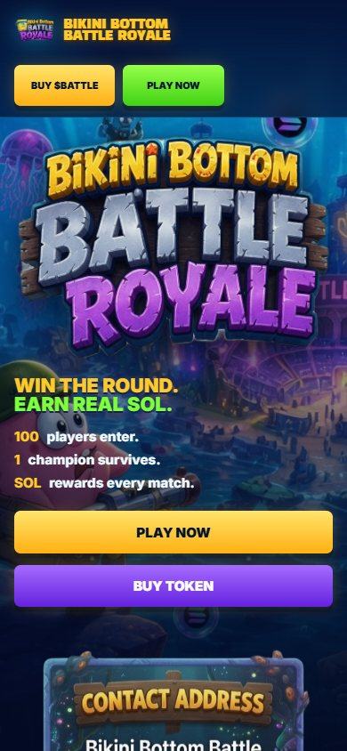 Bikini Bottom Battle website on a phone