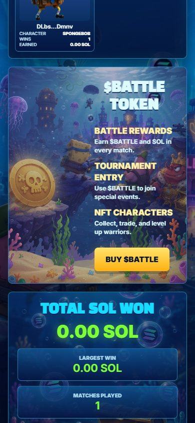 Bikini Bottom Battle website on a phone