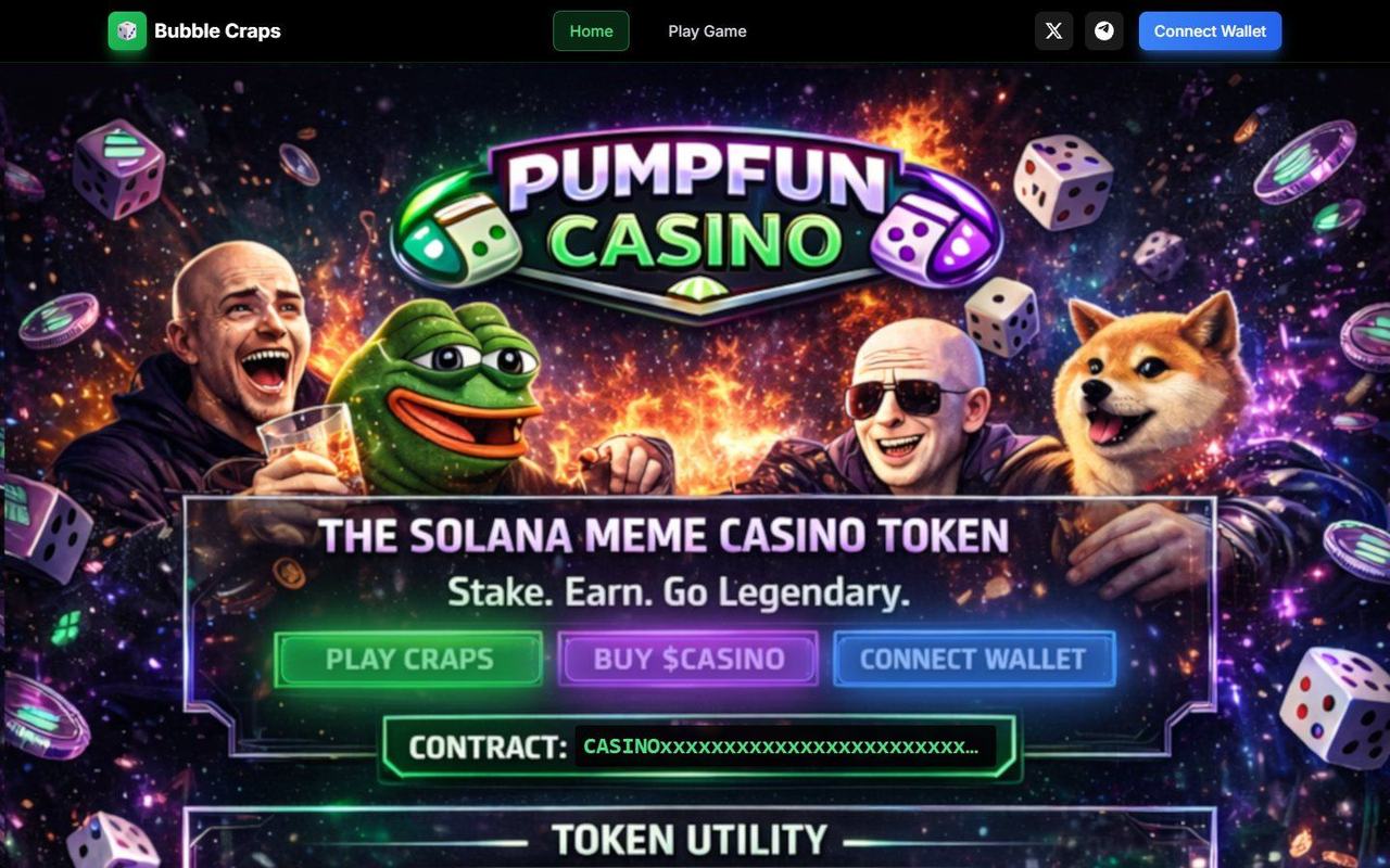 Pumpfun Casino website, desktop view 1
