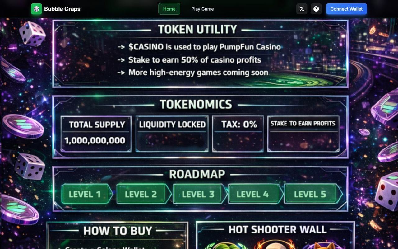 Pumpfun Casino website, desktop view 2