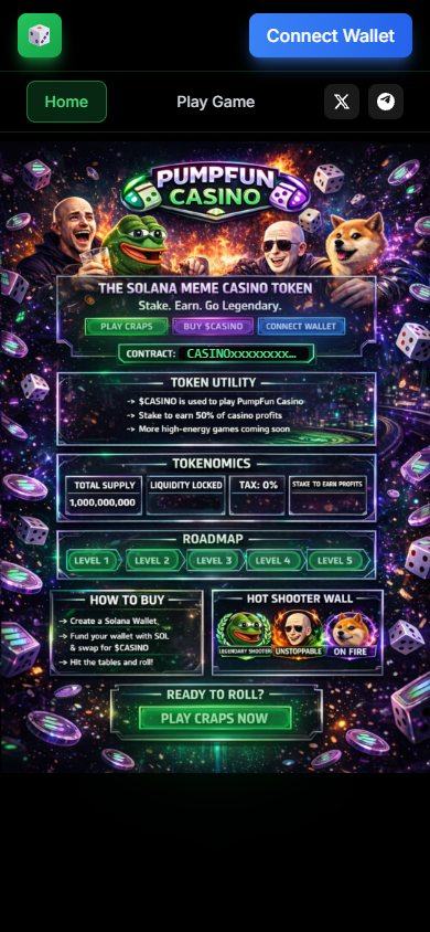 Pumpfun Casino website on a phone