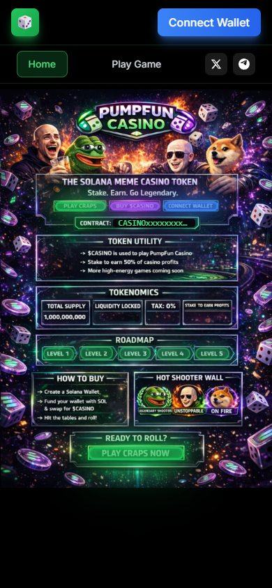Pumpfun Casino website on a phone