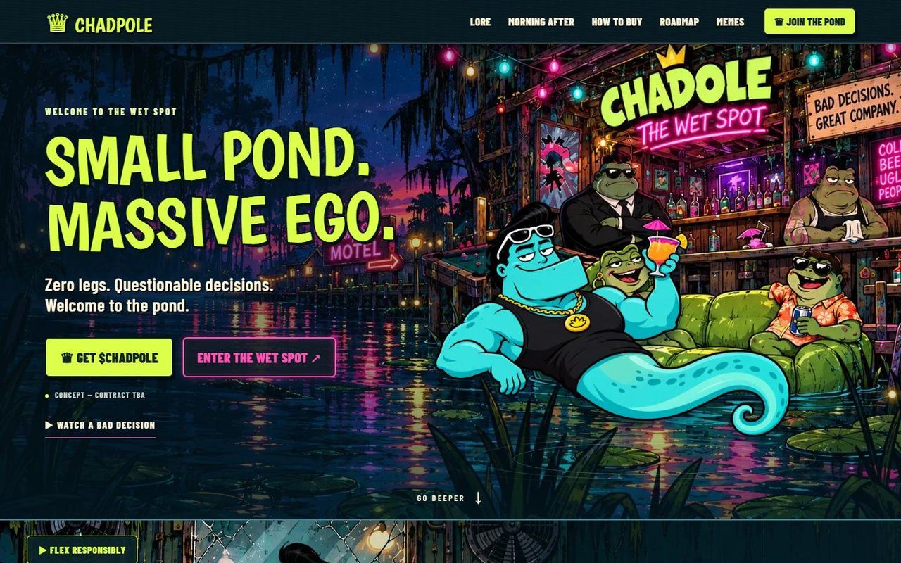 Chadpole website, desktop view 1