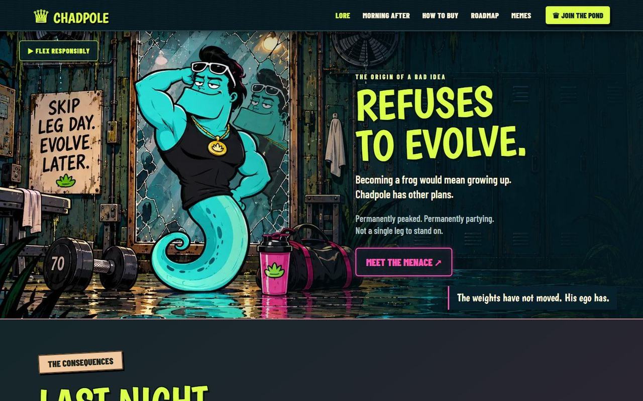 Chadpole website, desktop view 2