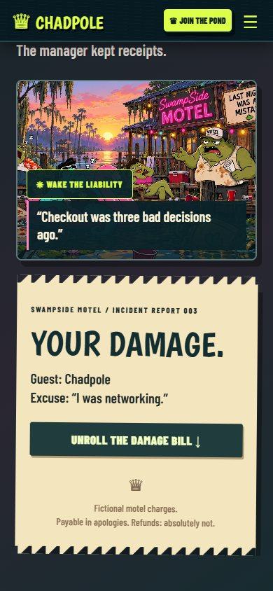 Chadpole website on a phone