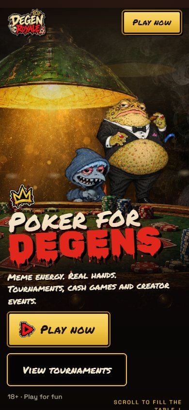 Degen Royale website on a phone