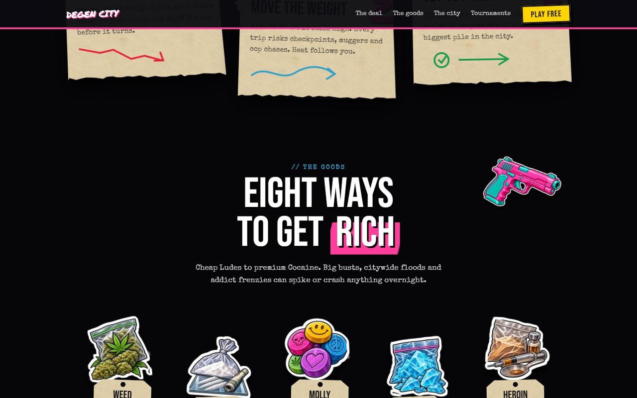 Drug Wars: Degen City website, desktop view 3