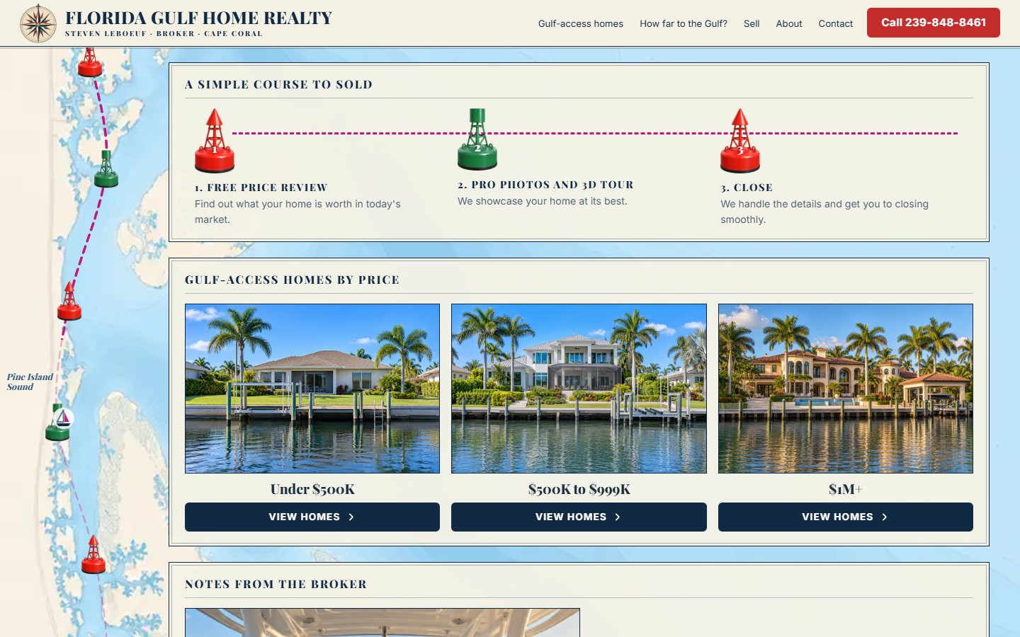 Florida Gulf Home Realty website, desktop view 3