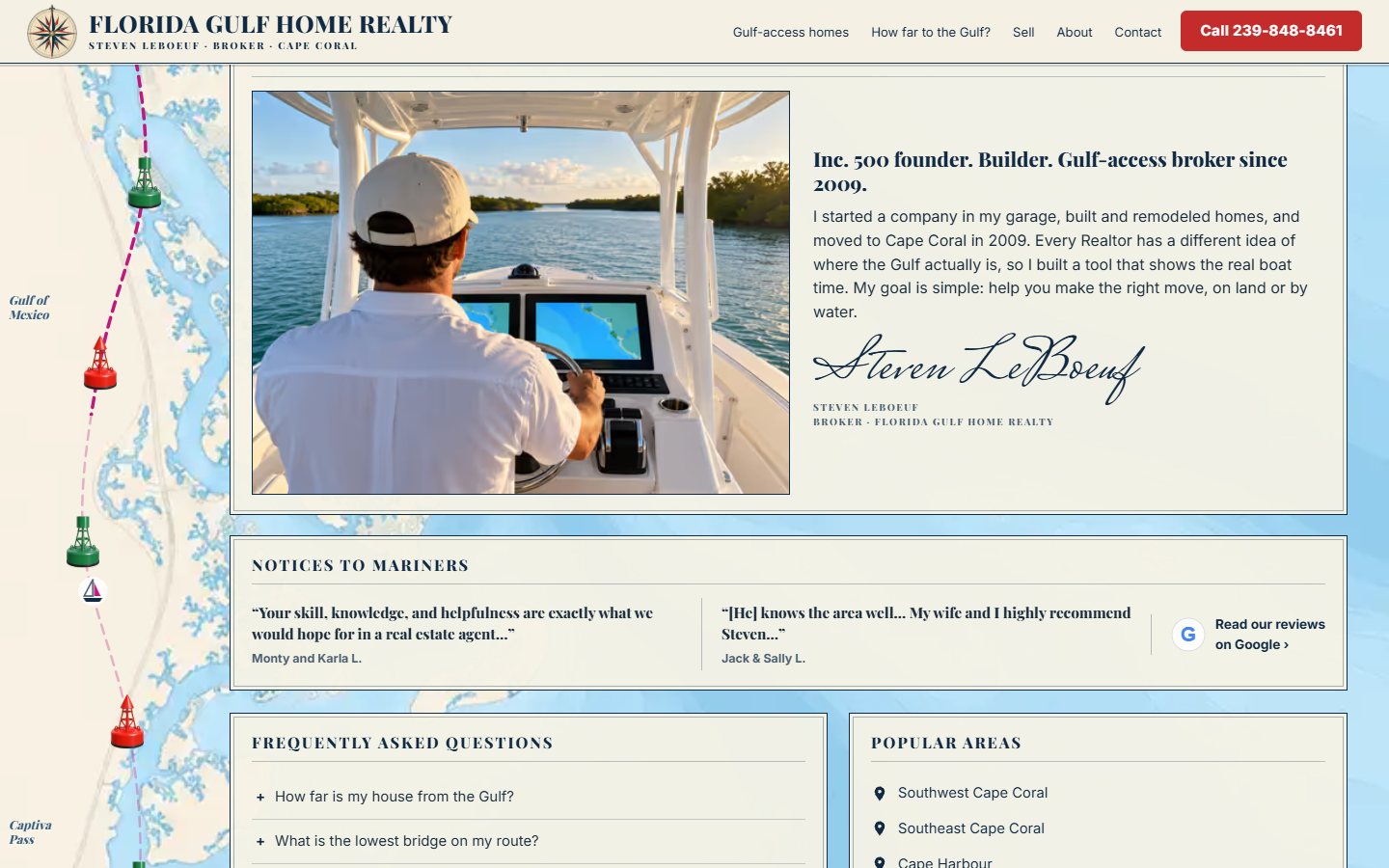 Florida Gulf Home Realty website, desktop view 4