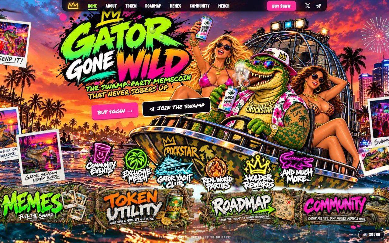 Gator Gone Wild website, desktop view 3