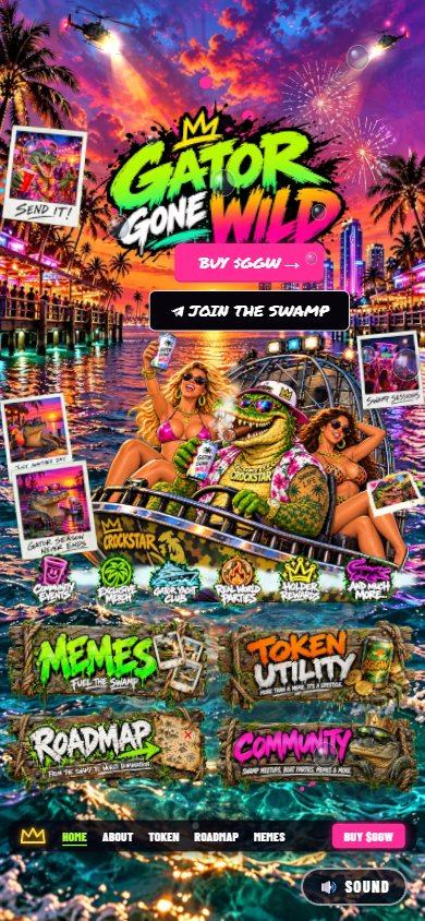 Gator Gone Wild website on a phone