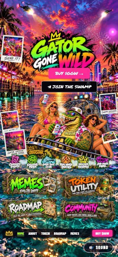 Gator Gone Wild website on a phone