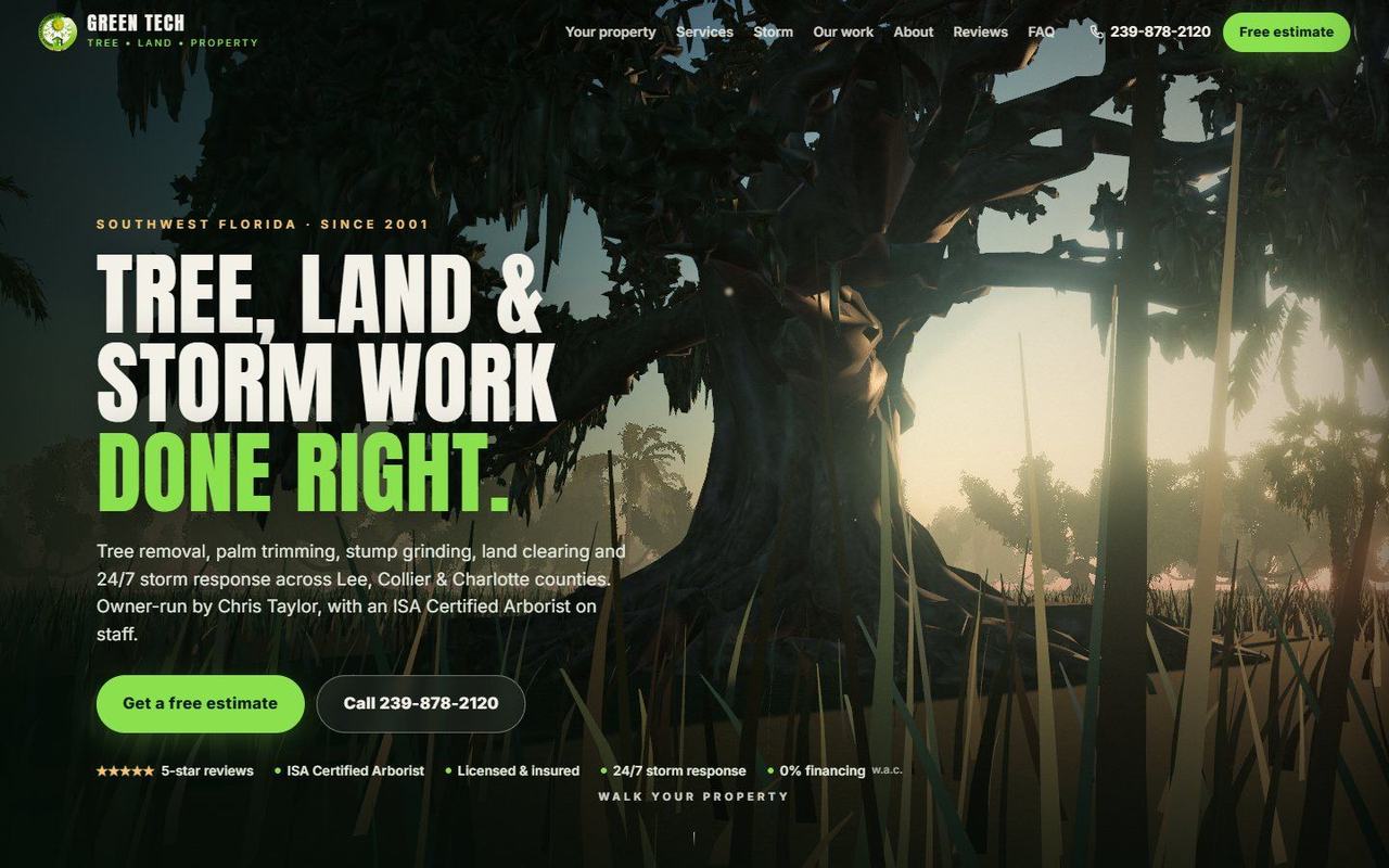 Green Tech website, desktop view 1
