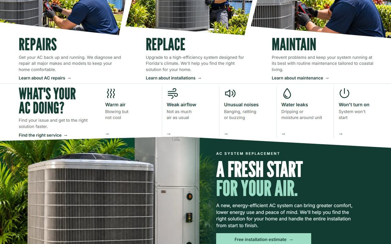 Gulf Current Air website, desktop view 2