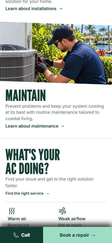 Gulf Current Air website on a phone