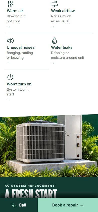Gulf Current Air website on a phone
