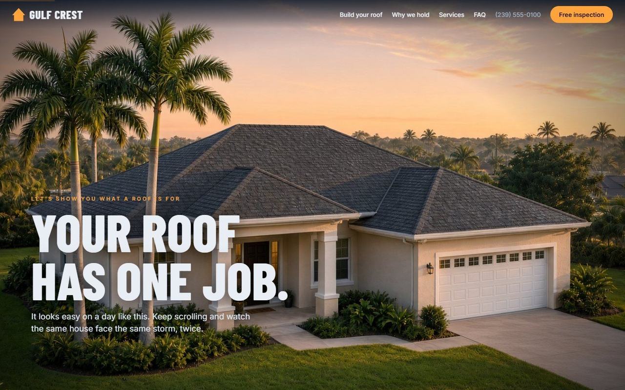 Gulf Crest Roofing website, desktop view 3