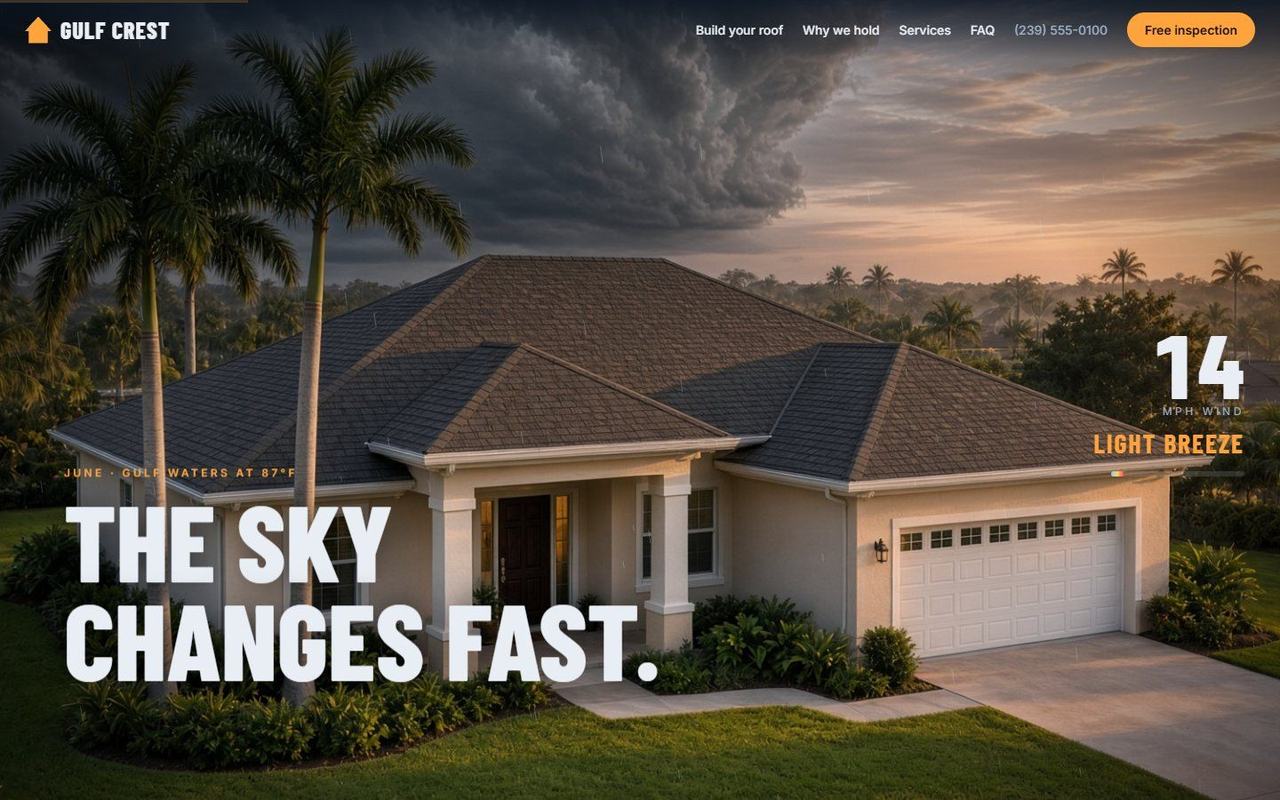 Gulf Crest Roofing website, desktop view 4