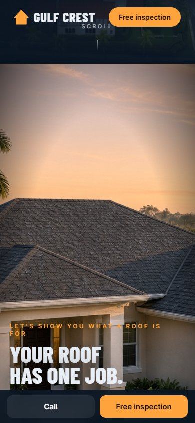 Gulf Crest Roofing website on a phone