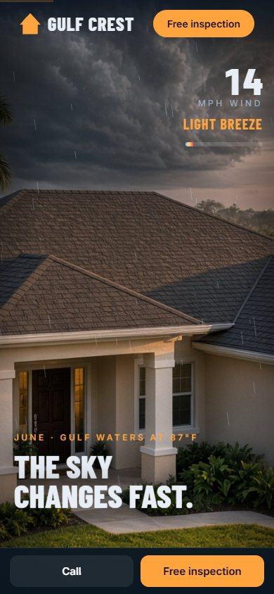 Gulf Crest Roofing website on a phone