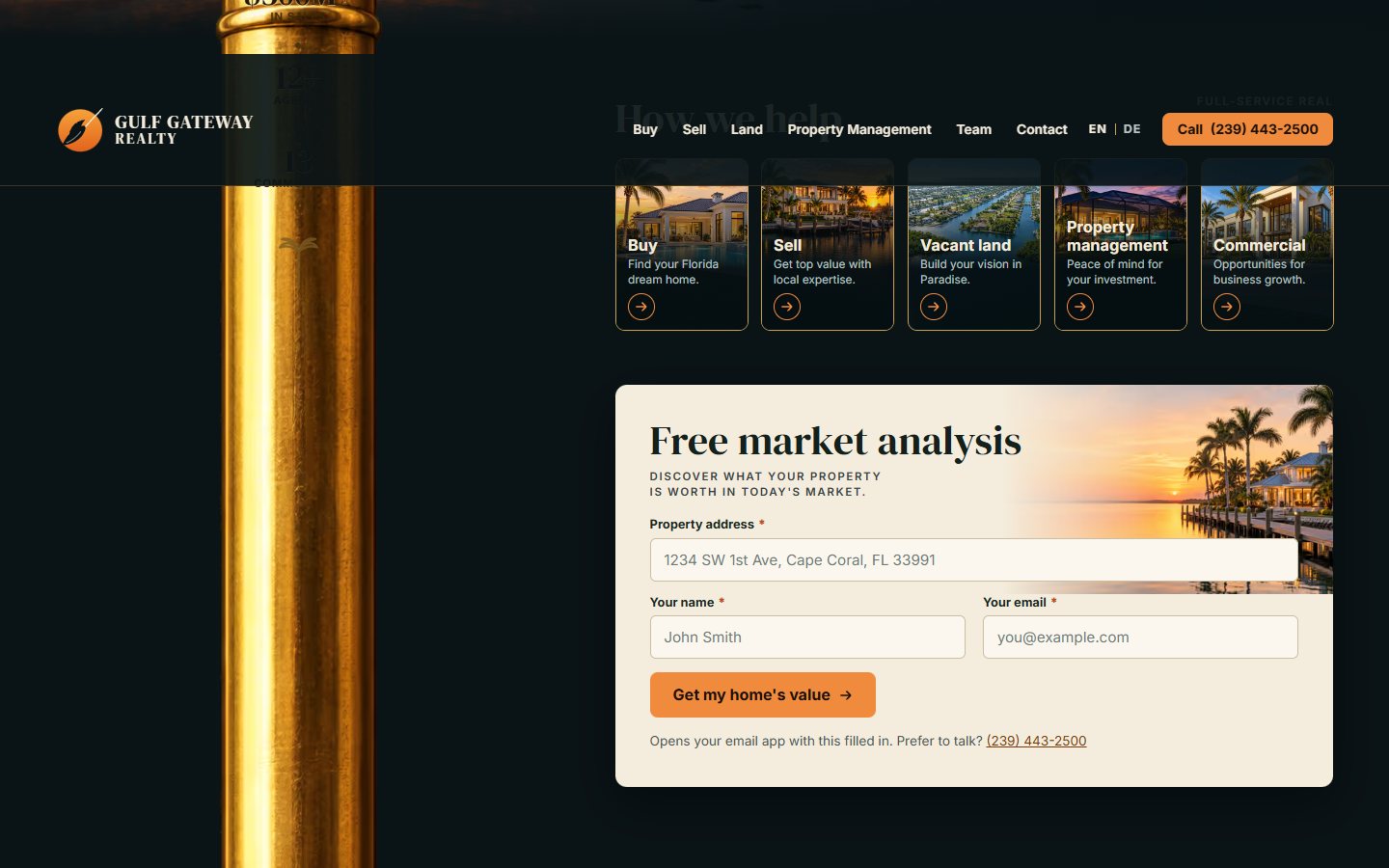 Gulf Gateway Realty website, desktop view 2
