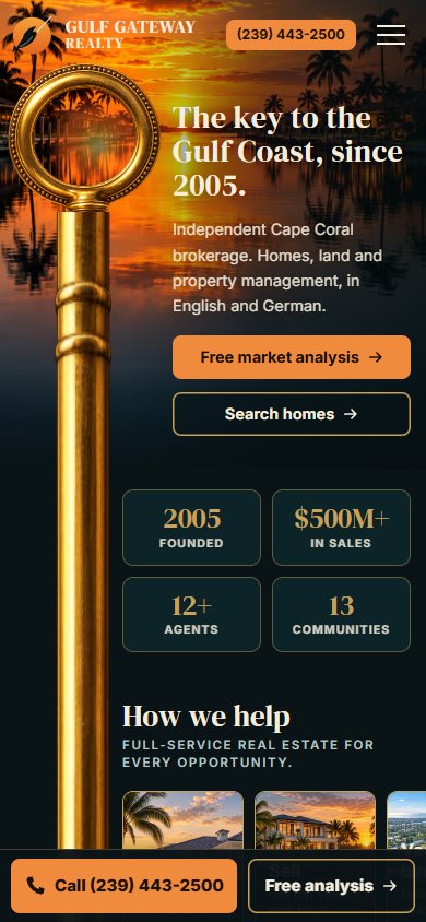Gulf Gateway Realty website on a phone