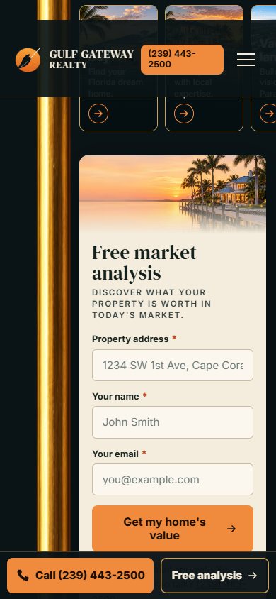 Gulf Gateway Realty website on a phone