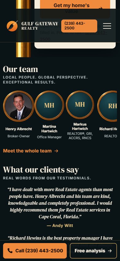 Gulf Gateway Realty website on a phone