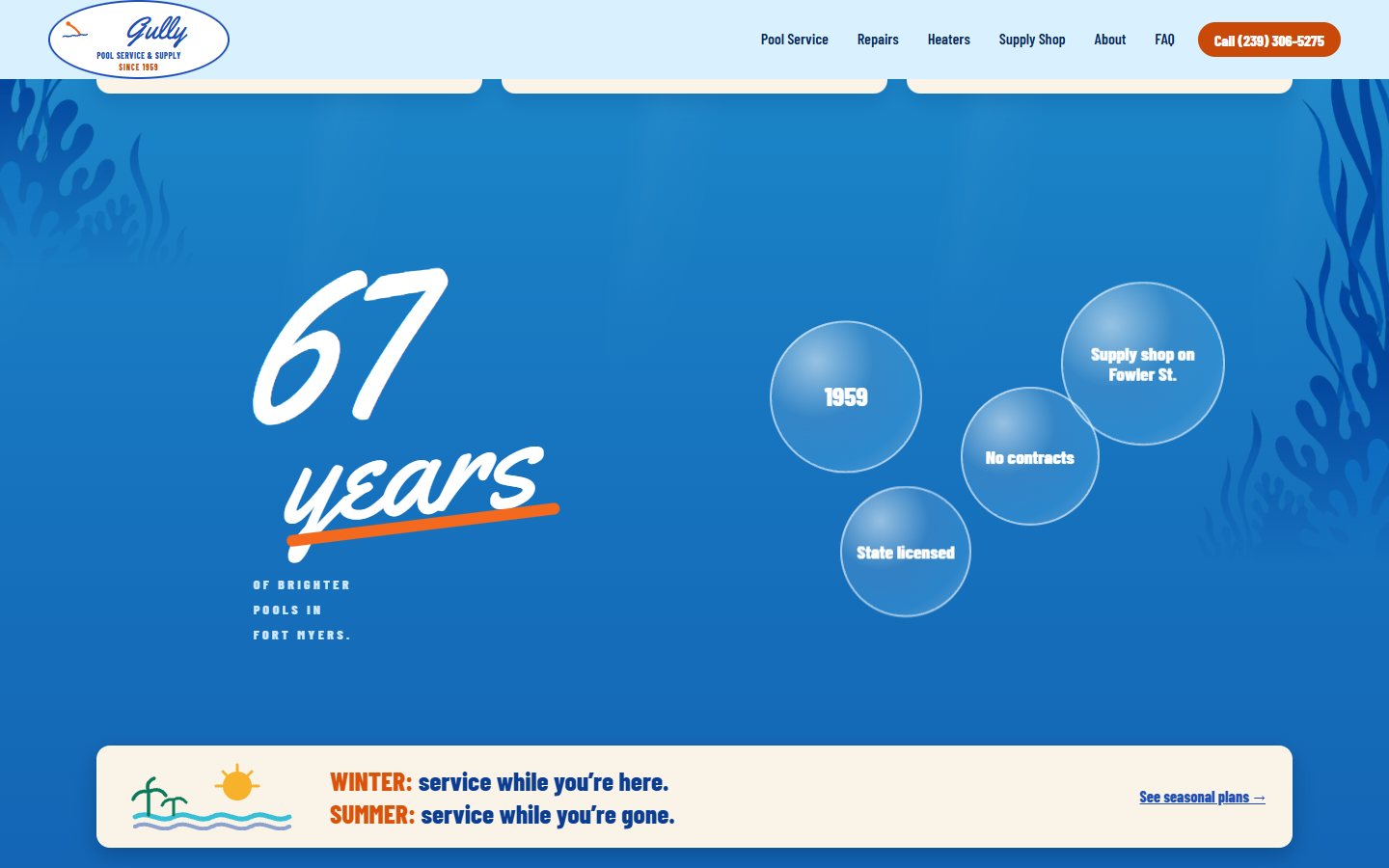 Gully Pool Service & Supply website, desktop view 3