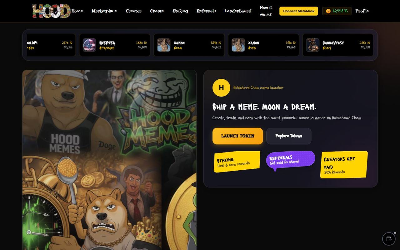 Hood Memes website, desktop view 1