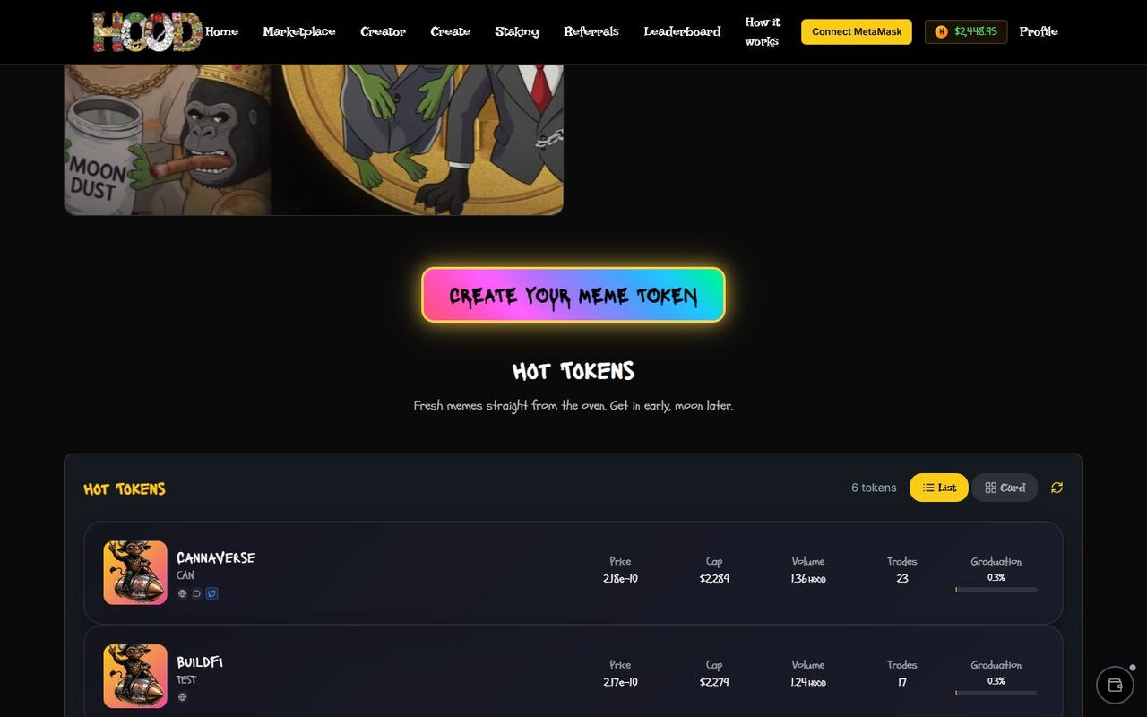 Hood Memes website, desktop view 2