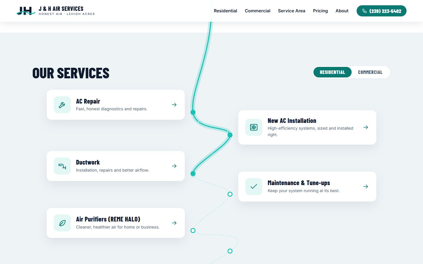 J & H Air Services website, desktop view 3