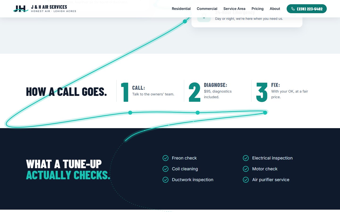 J & H Air Services website, desktop view 4