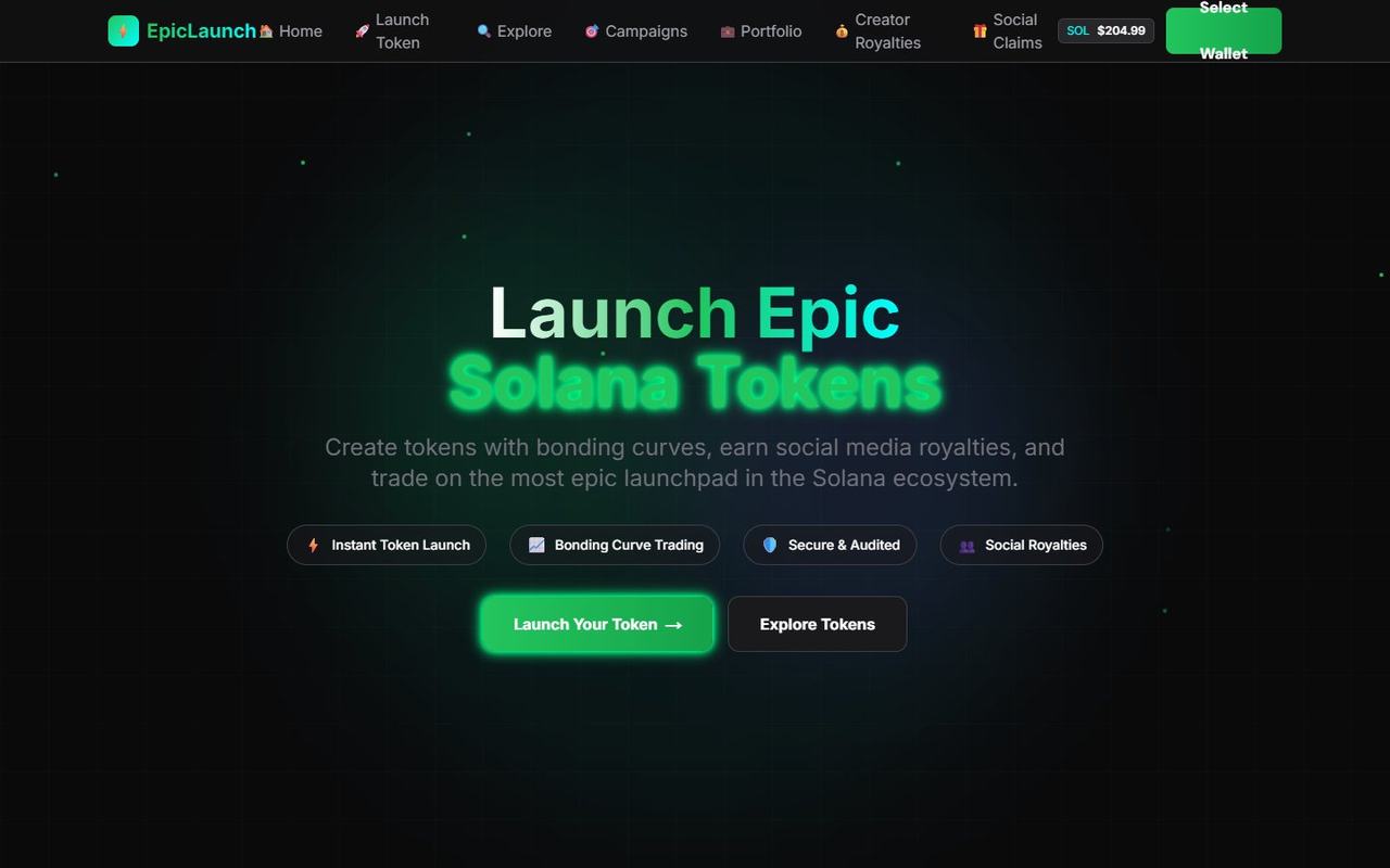 EpicLaunch website, desktop view 1