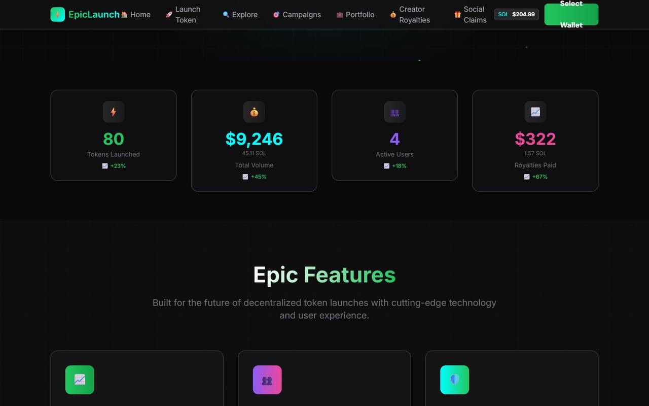 EpicLaunch website, desktop view 2