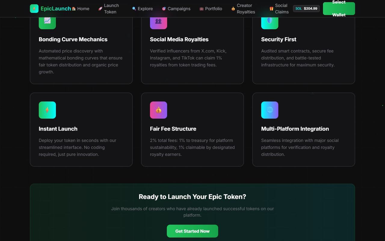 EpicLaunch website, desktop view 3