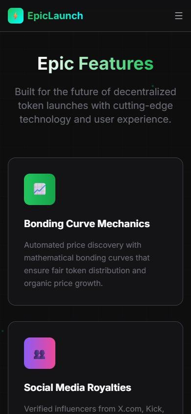 EpicLaunch website on a phone