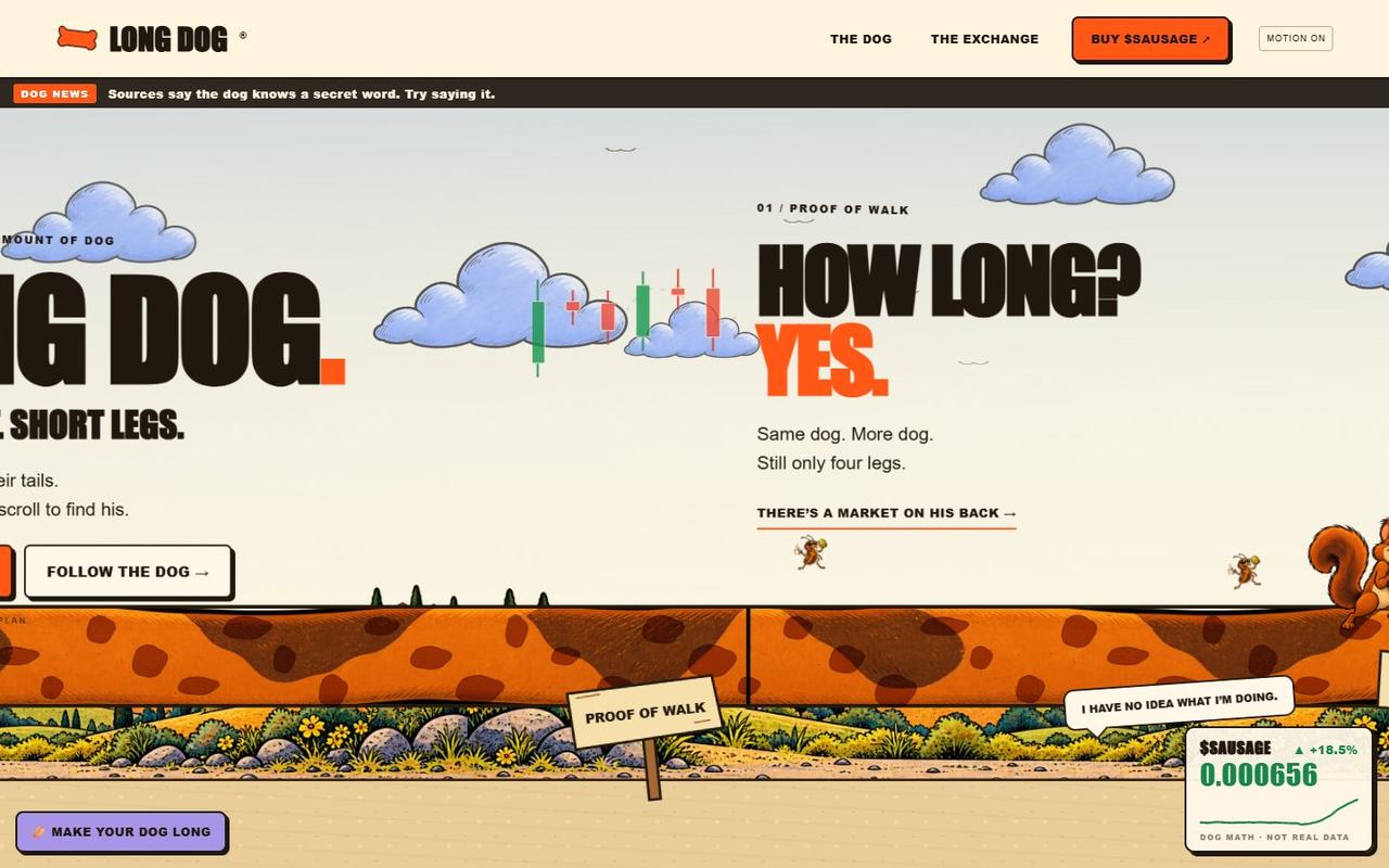 Long Dog website, desktop view 2