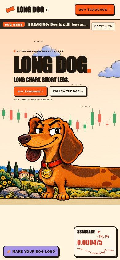 Long Dog website on a phone