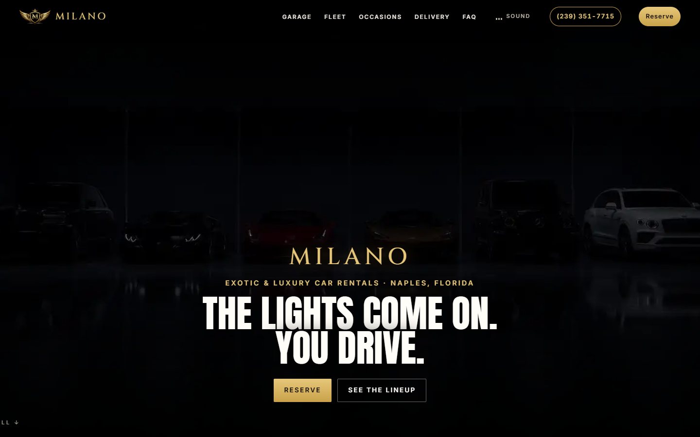 Milano Luxury Rentals website, desktop view 1