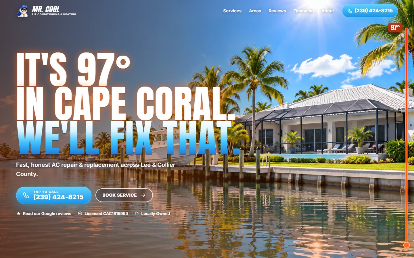 Mr. Cool Air website, desktop view 1