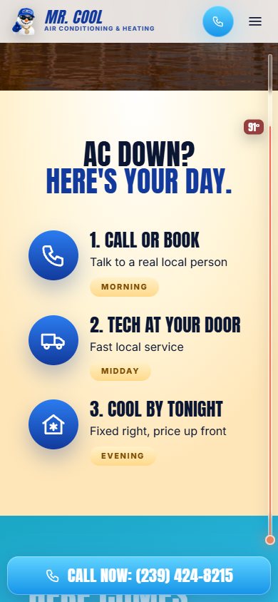 Mr. Cool Air website on a phone