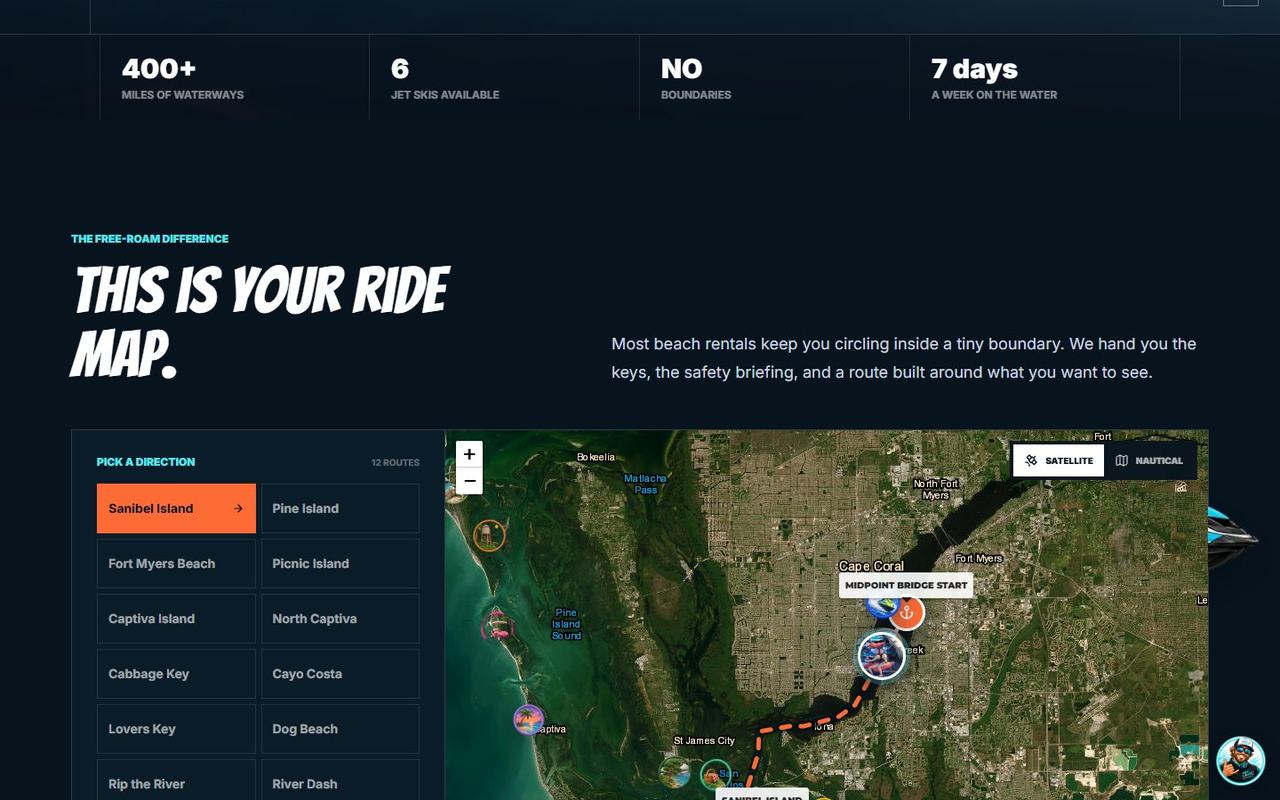 Nauti Hooker website, desktop view 2