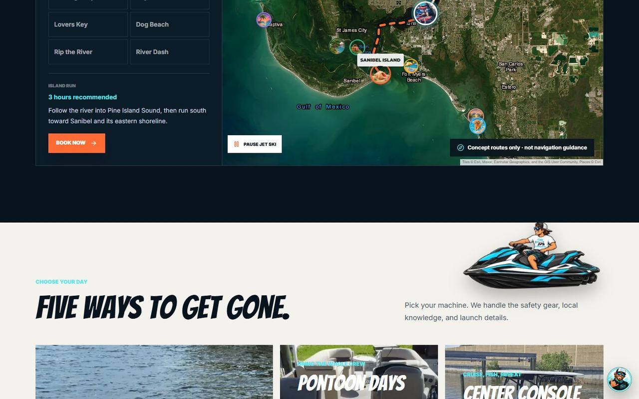 Nauti Hooker website, desktop view 3
