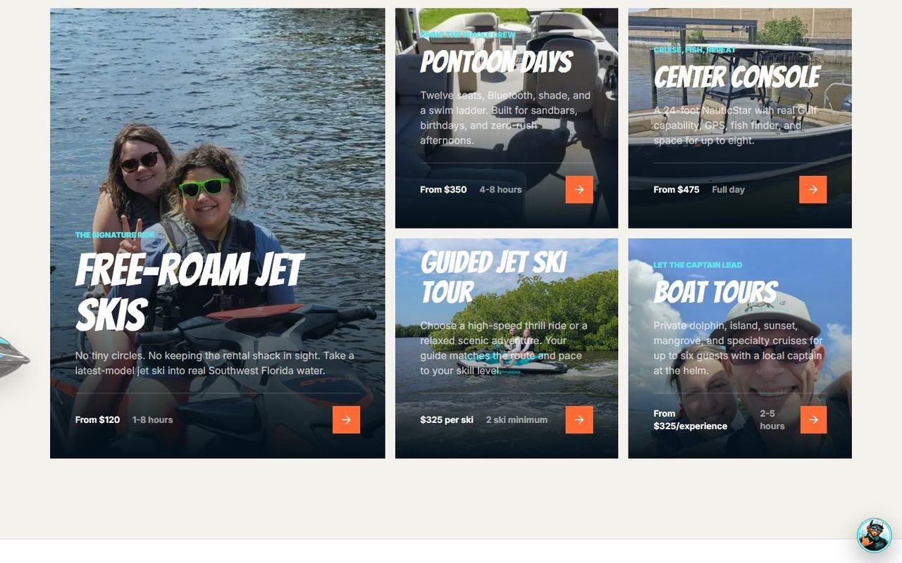 Nauti Hooker website, desktop view 4