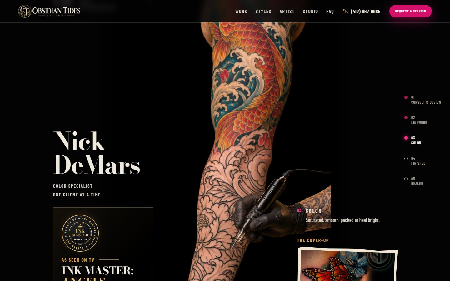 Obsidian Tides website, desktop view 3